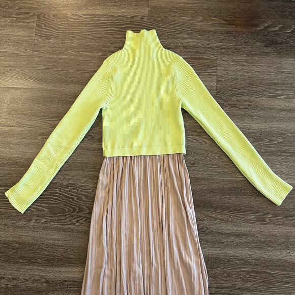 EUC Anthropologie Thea Twofer Sweater Dress Small Yellow Tan Maxi Ribbed Knit S - Picture 6 of 15